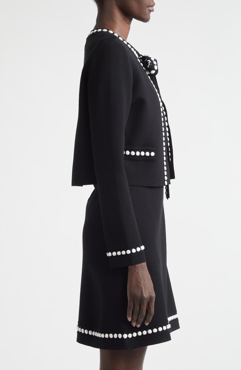 Oscar de la Renta Bubble Trim Cardigan, Alternate, color, Black/ White