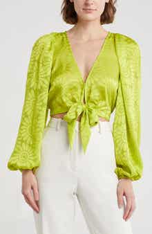 Ramy Brook Briana Plunge Neck Tie Front Top