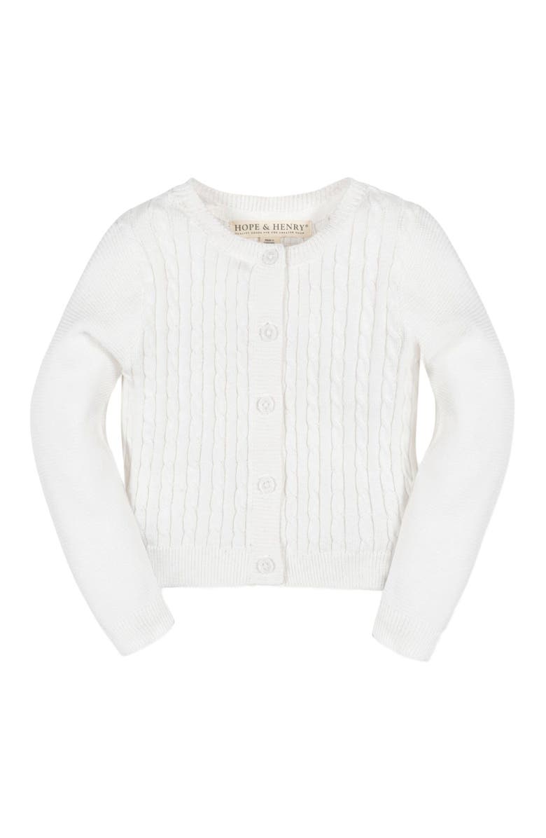 Hope & Henry Baby Organic Cable Cardigan Sweater, Infant, Main, color, Soft White Cable