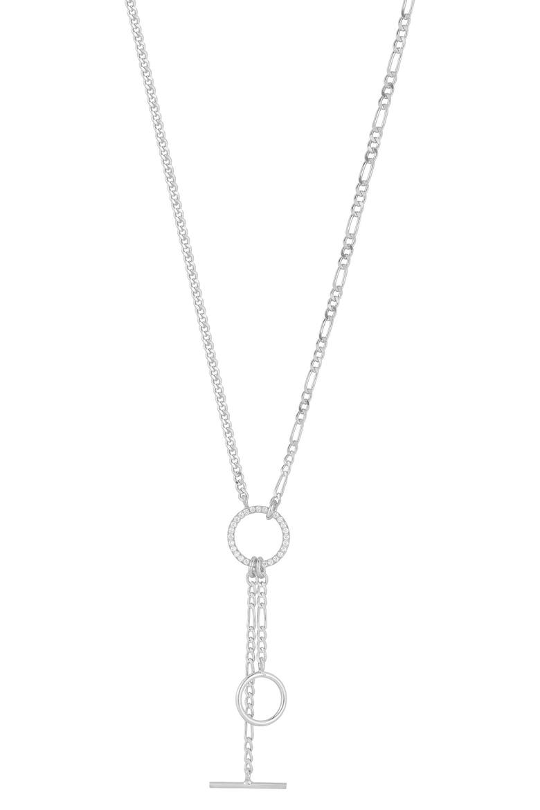 CZ Lariat Chain Necklace, Main, color, SILVER