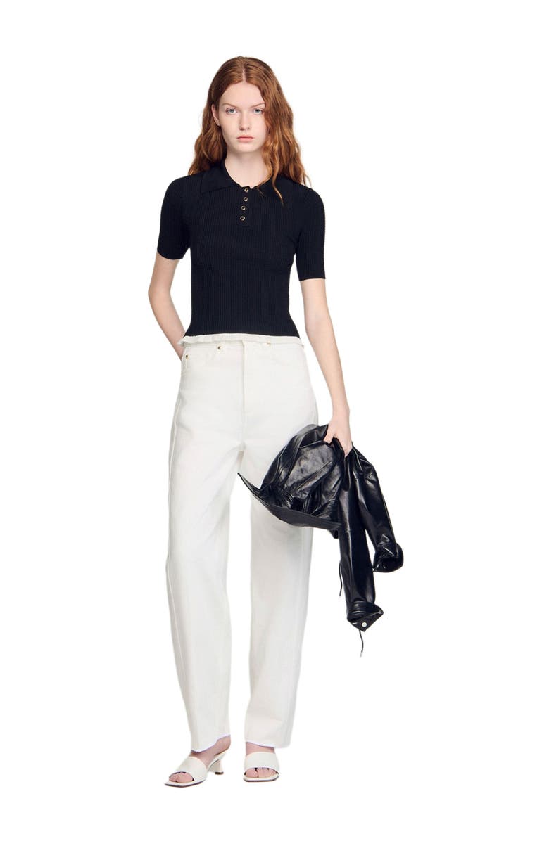 SANDRO Knit polo shirt, Alternate, color, Black