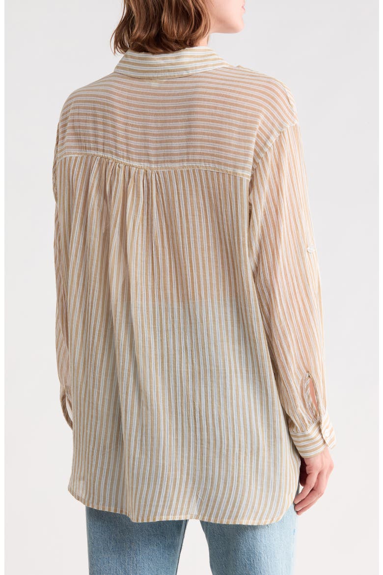 Stripe Cotton Button-Up Shirt, Alternate, color, BRONZE STRIPE