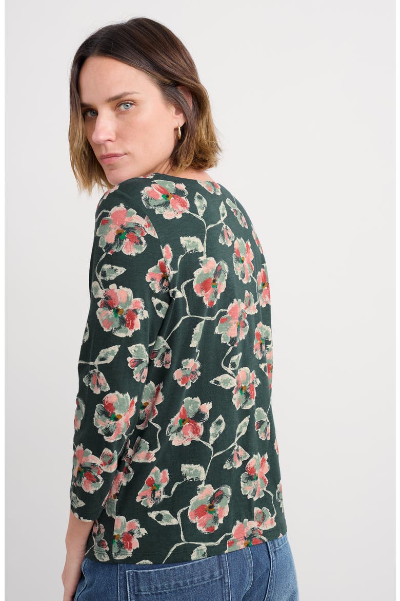 Studio Glass Organic Cotton Button-Up Top, Alternate, color, ARTIST CAMELLIA COPPICE