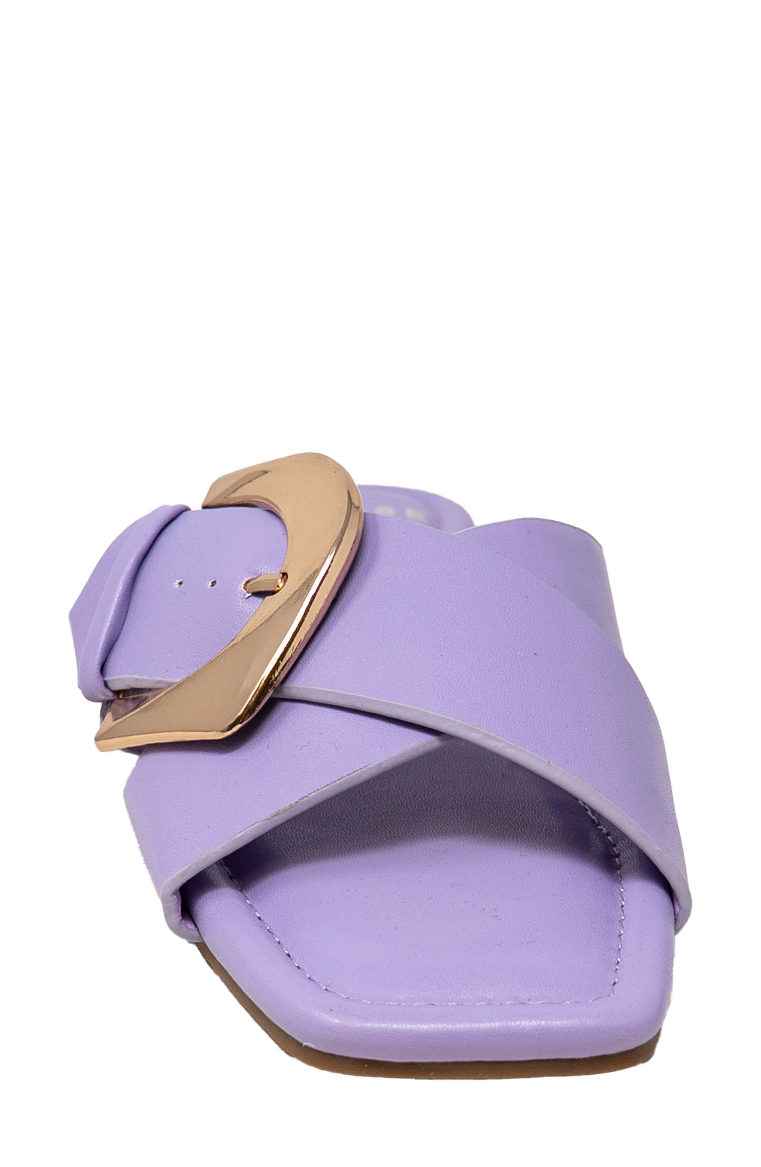 Cross Strap Slide Sandal, Alternate, color, PURPLE PU