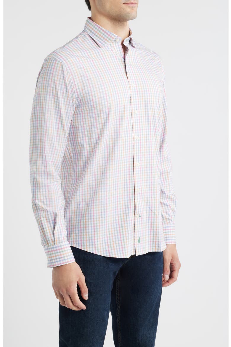 Albie Gingham Check Everyday Performance Button-Up Shirt, Alternate, color, WHITE