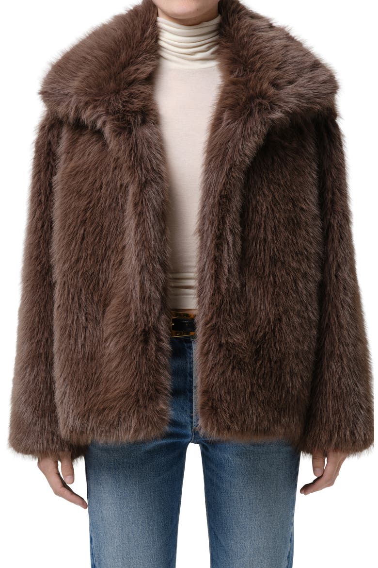 Liliana Faux Fur Funnel Neck Jacket, Main, color, VIOLET GREY MD GREY