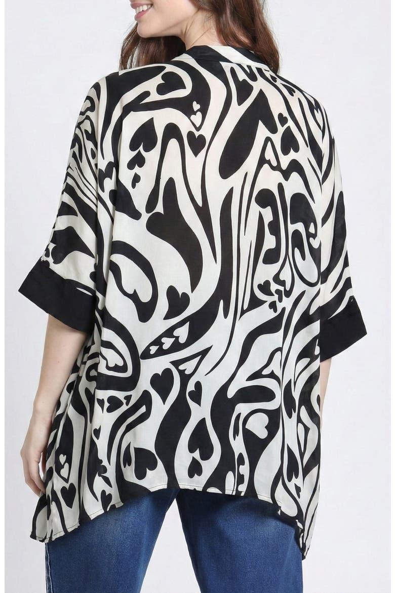 Abstract Print Button-Up Tunic, Alternate, color, BLACK/ WHITE