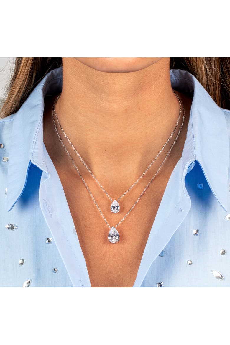 CZ Pear Shape Pendant Necklace, Alternate, color, Gold - 12 MM