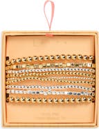 Leith Set of 9 Metallic Beaded Stretch Bracelets