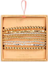 Leith Set of 9 Metallic Beaded Stretch Bracelets