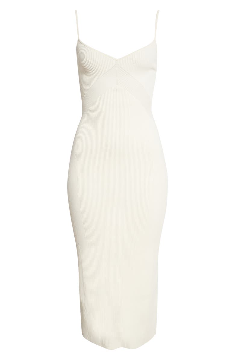 rag & bone Asher Ribbed Midi Dress, Alternate, color, Ivory