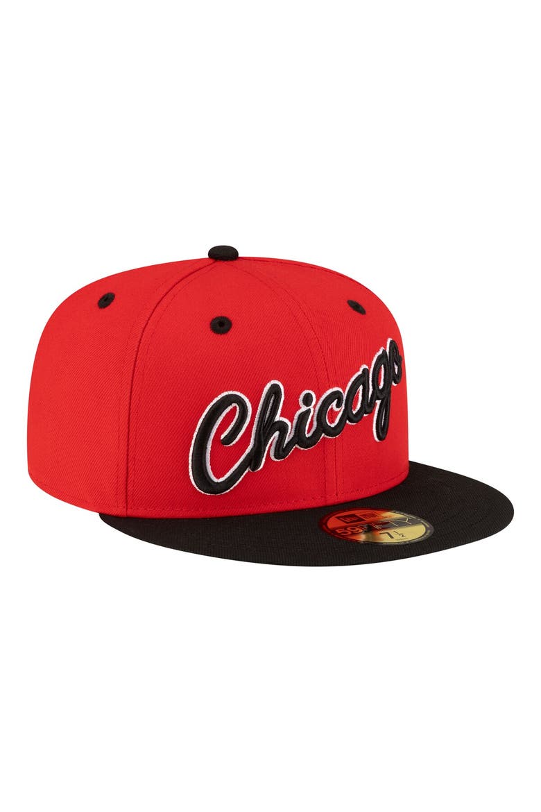 Men's New Era  Red/Black Chicago Bulls 80s Throwback 59FIFTY Fitted Hat, Alternate, color, Red