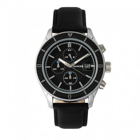 Maverick Chronograph Leather-Band Watch w/Date