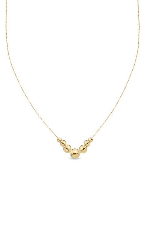 14K Gold Bead Pendant Necklace