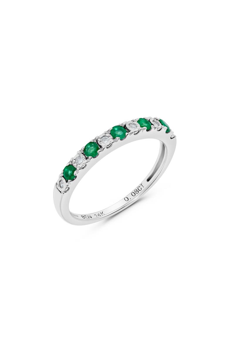 Diamond & Stone Stackable Ring - 0.38ct., Alternate, color, WHITE GOLD/ EMERALD/ DIAMOND