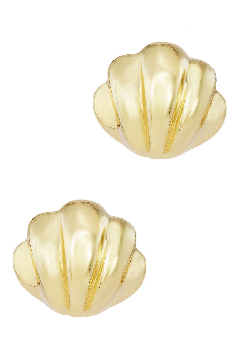 Seashell Stud Earrings, Alternate, color, YELLOW