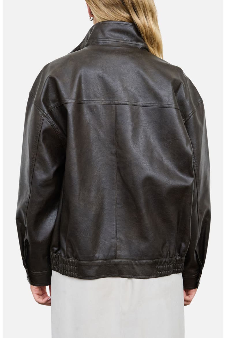 Faux Leather Bomber Jacket, Alternate, color, DARK BROWN