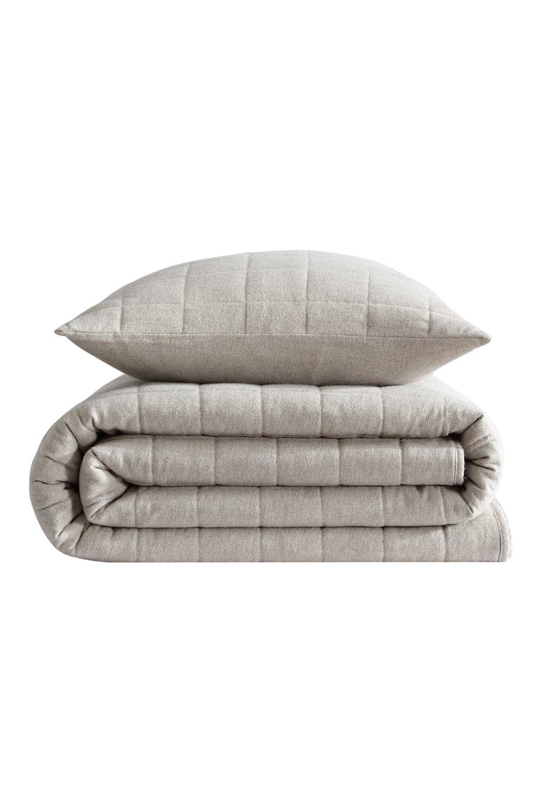Mélange Flannel Quilt, Main, color, NATURAL