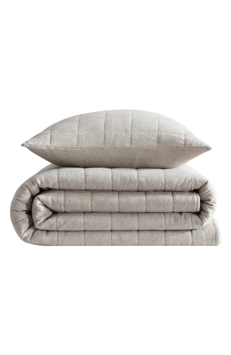 Calvin Klein Mélange Flannel Quilt, Main, color, Natural