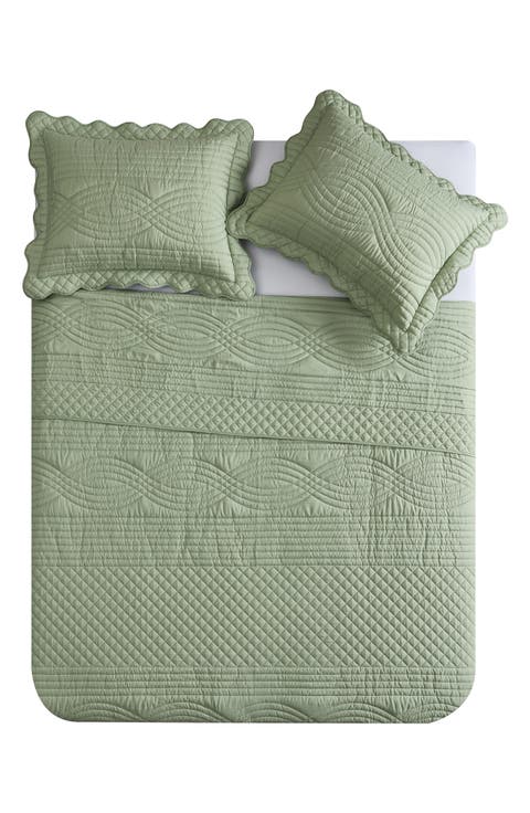 Scallop Microfiber Quilt Set
