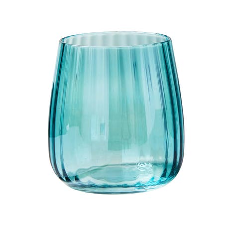 Chelsea Iridescent Stemless Wine Glass Aqua Blue Drinkware