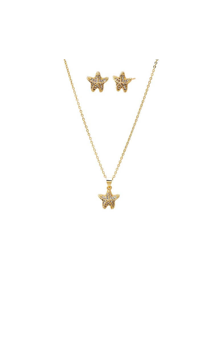 BY ADINA EDEN Puffy Star Earring & Necklace Combo Set, Main, color, Gold