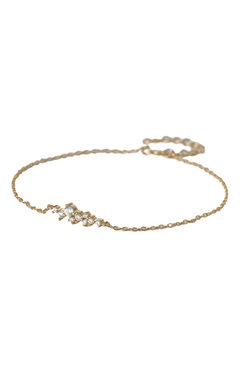 Hollywood Sensation Perla Chain Link Bracelet with Round Cut Cubic Zirconia Cluster, Alternate, color, Gold
