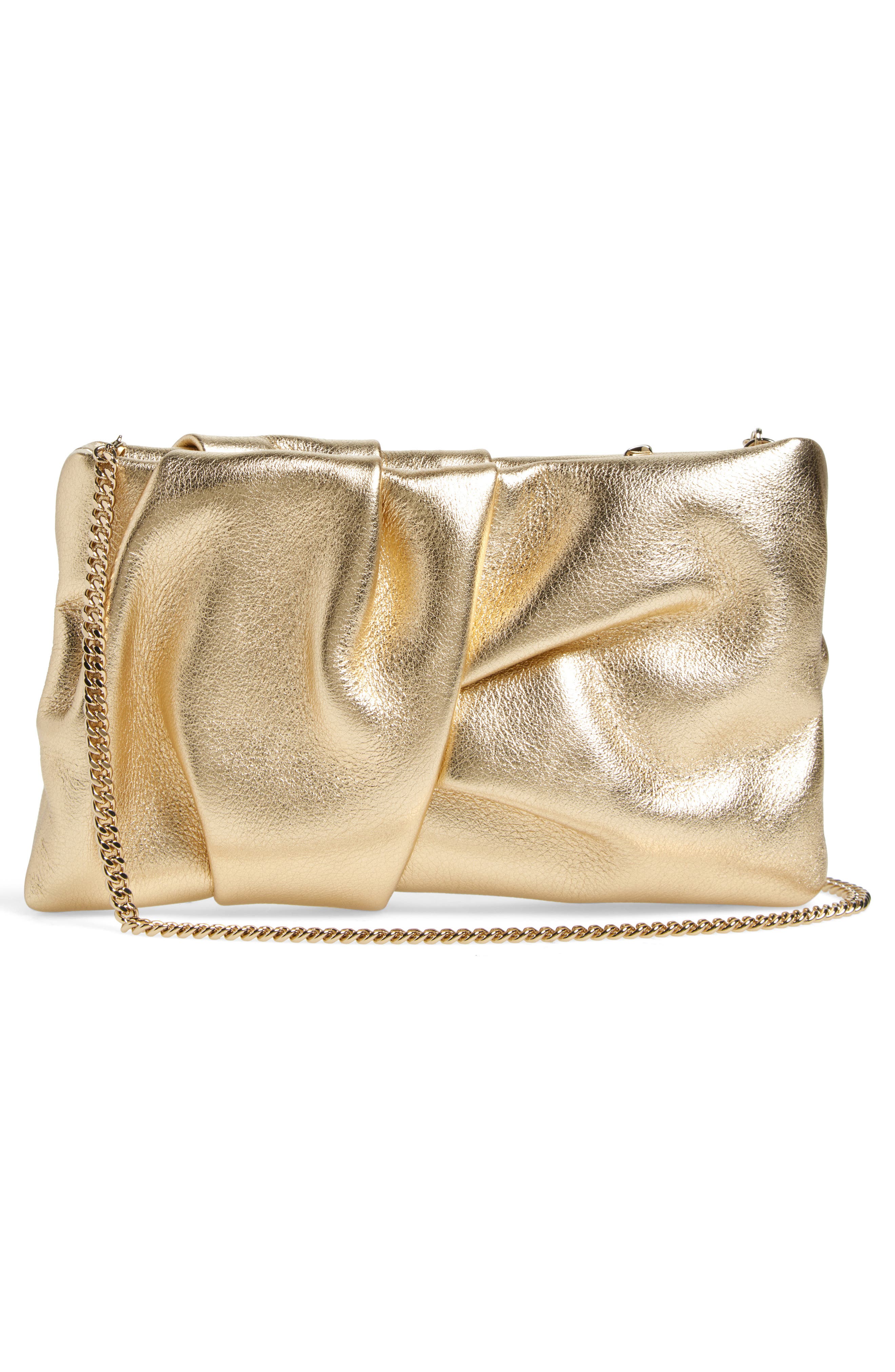 Jimmy Choo Bonny Metallic Leather Clutch, Alternate, color, Gold