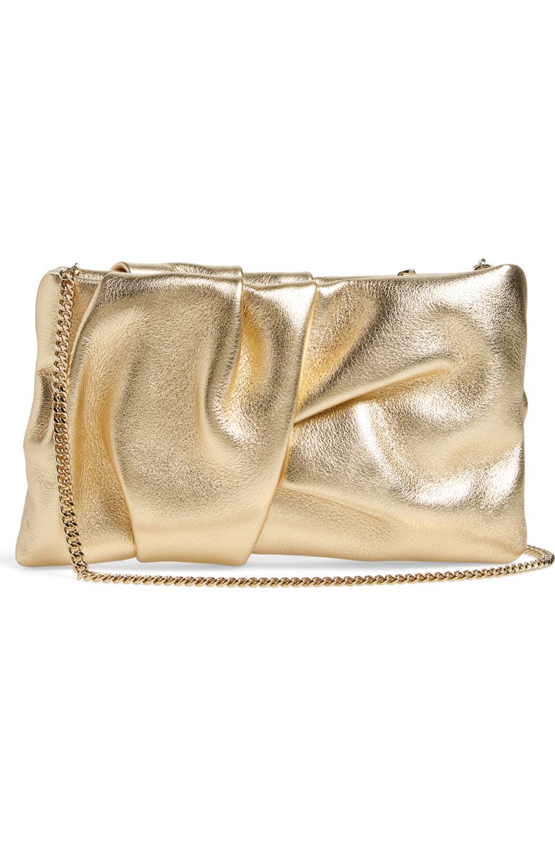 Jimmy Choo Bonny Metallic Leather Clutch, Alternate, color, Gold