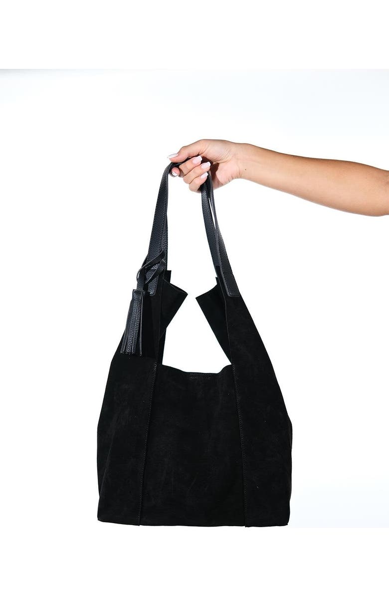 Forever & Always Shoes Orlitha Leather Shoulder Bag, Main, color, Black Suede