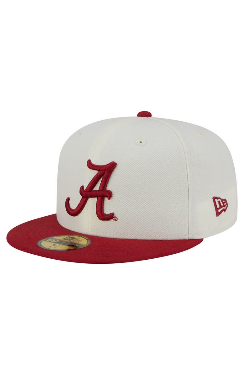 New Era Men's New Era Cream Alabama Crimson Tide Chrome 59FIFTY Fitted Hat, Main, color, 