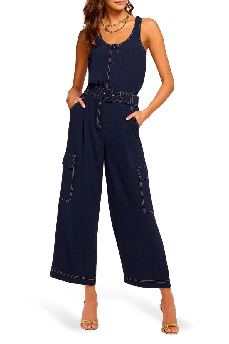 Greta Wide Leg Crop Jumpsuit, Main, color, SPRING NAVY