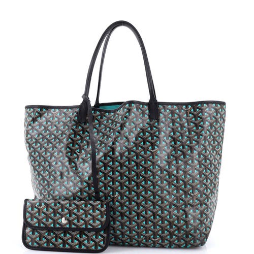 Pre-owned Goyard Goyard Saint Louis Tote Claire Voie Coated Canvas Gm In Green
