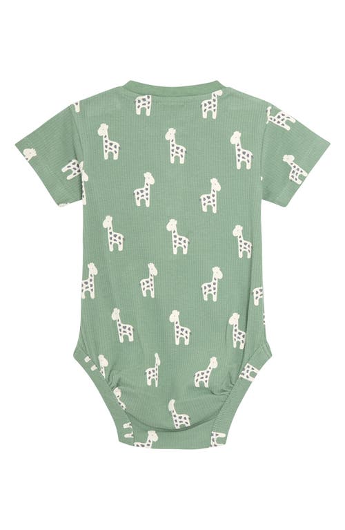 Jojo Maman Bébé Jojo Maman Bebe Giraffe Print Ribbed Bodysuit & Shorts Set In Green
