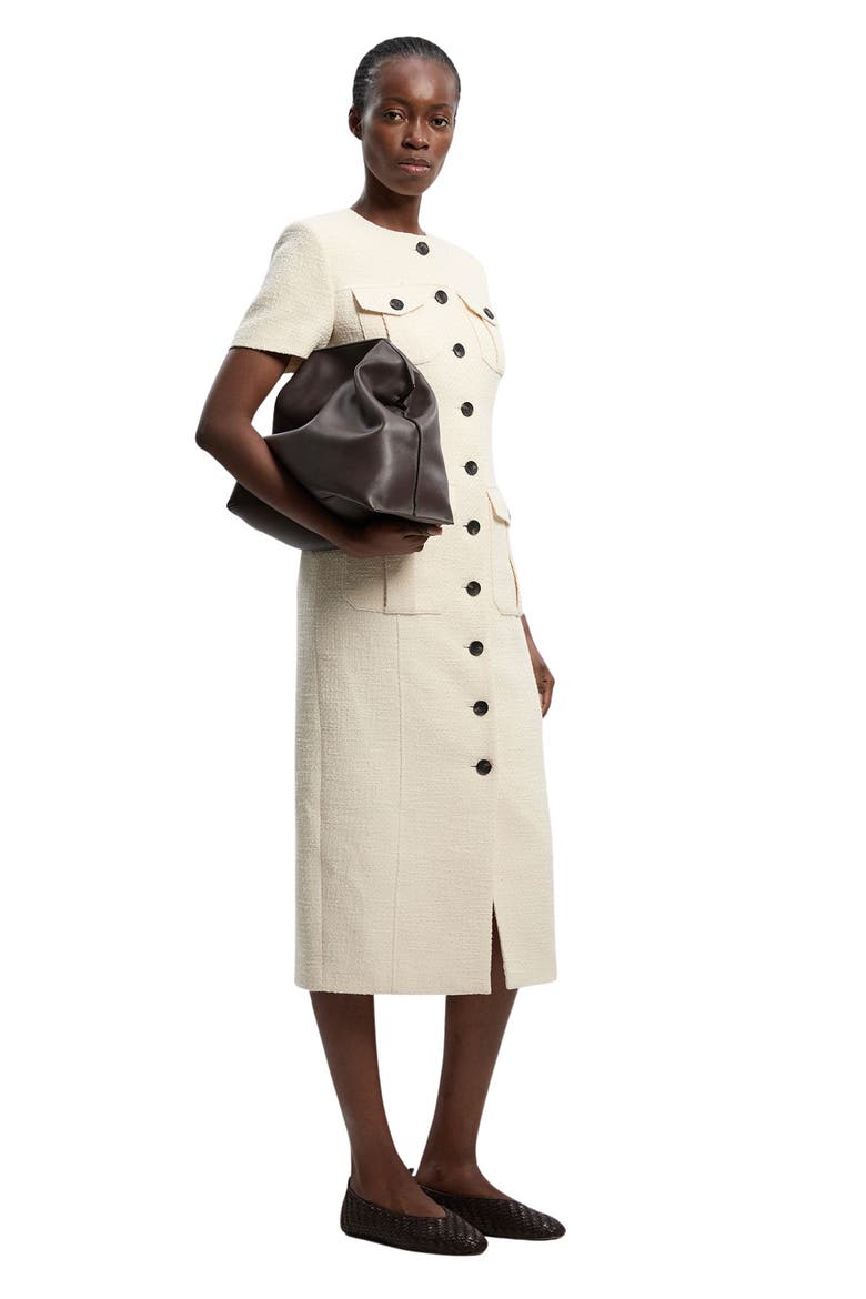 Textured Tweed Tailored Midi Dress, Main, color, Cream