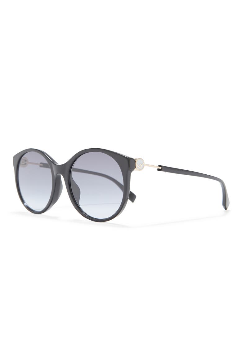 56mm Round Sunglasses, Alternate, color, BLACK / GREY SHADED BLU