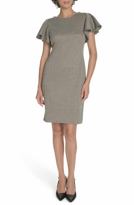 Tommy Hilfiger Flutter Sleeve Herringbone Sheath Dress