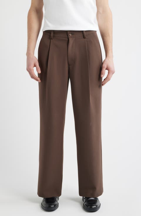 Relaxed Pleated Stretch Twill Pants