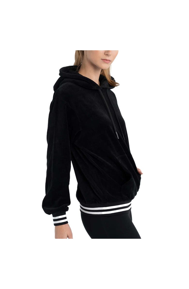 LUSSO Women's Lusso Black Philadelphia 76ers Nellie Oversized Velour Pullover Hoodie, Alternate, color, Black