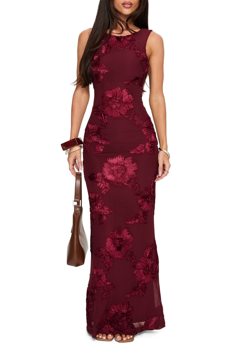 Fionna Floral Sleeveless Maxi Dress, Main, color, BURGUNDY