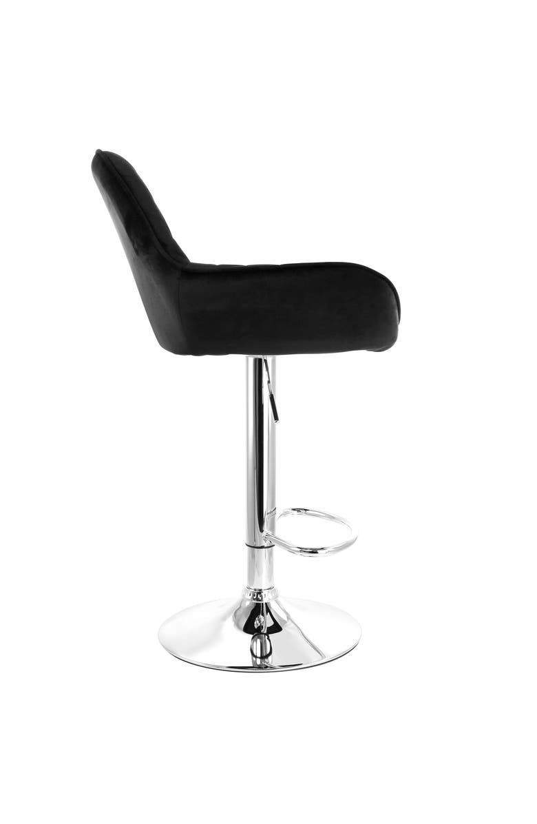 Elama 2 Piece Adjustable Velvet Bar Stools, Alternate, color, Black