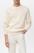 MANGO Cabled Cotton Crewneck Sweater