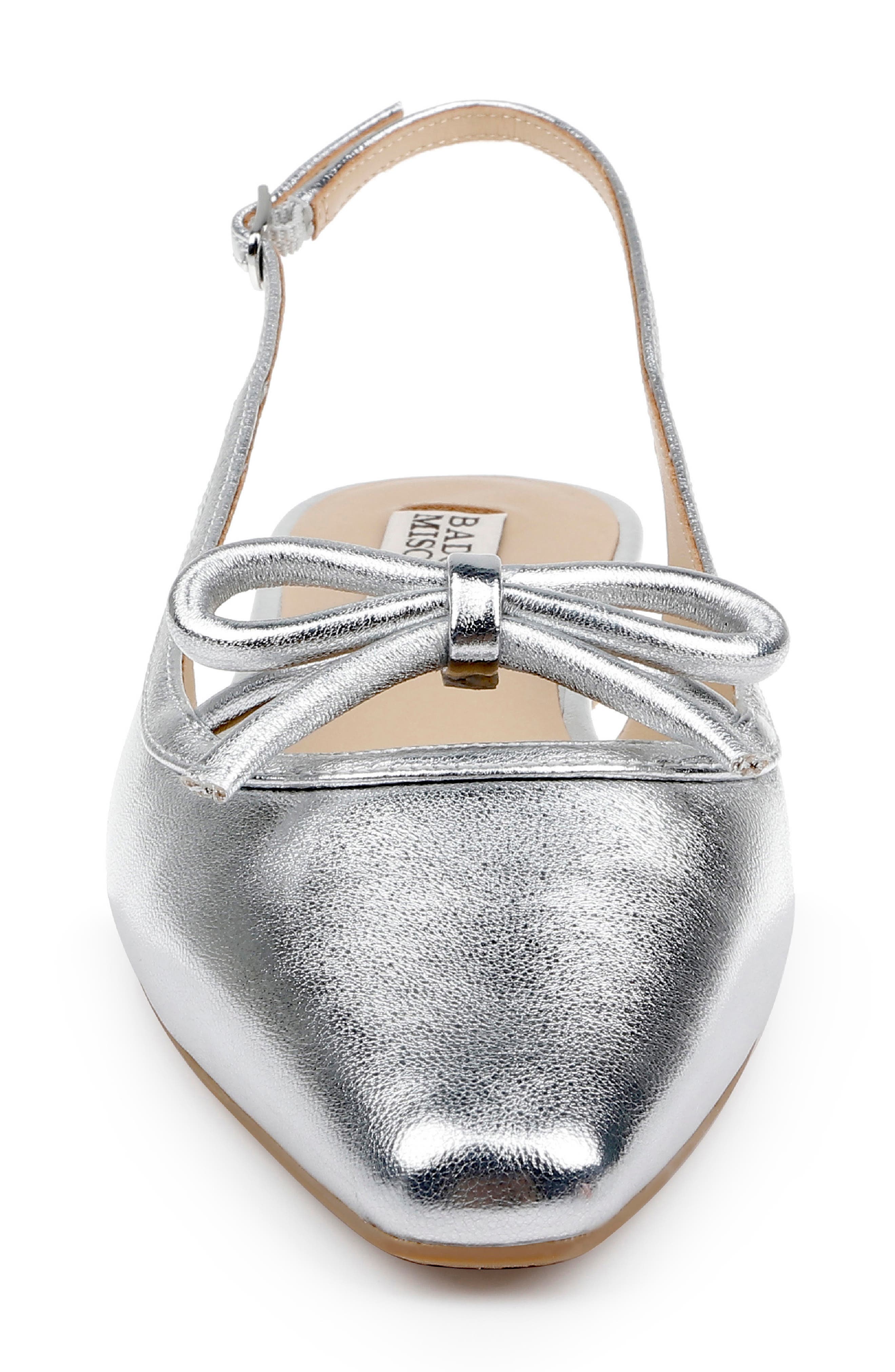Badgley Mischka Collection Genesis Slingback Flat, Alternate, color, Silver Leather
