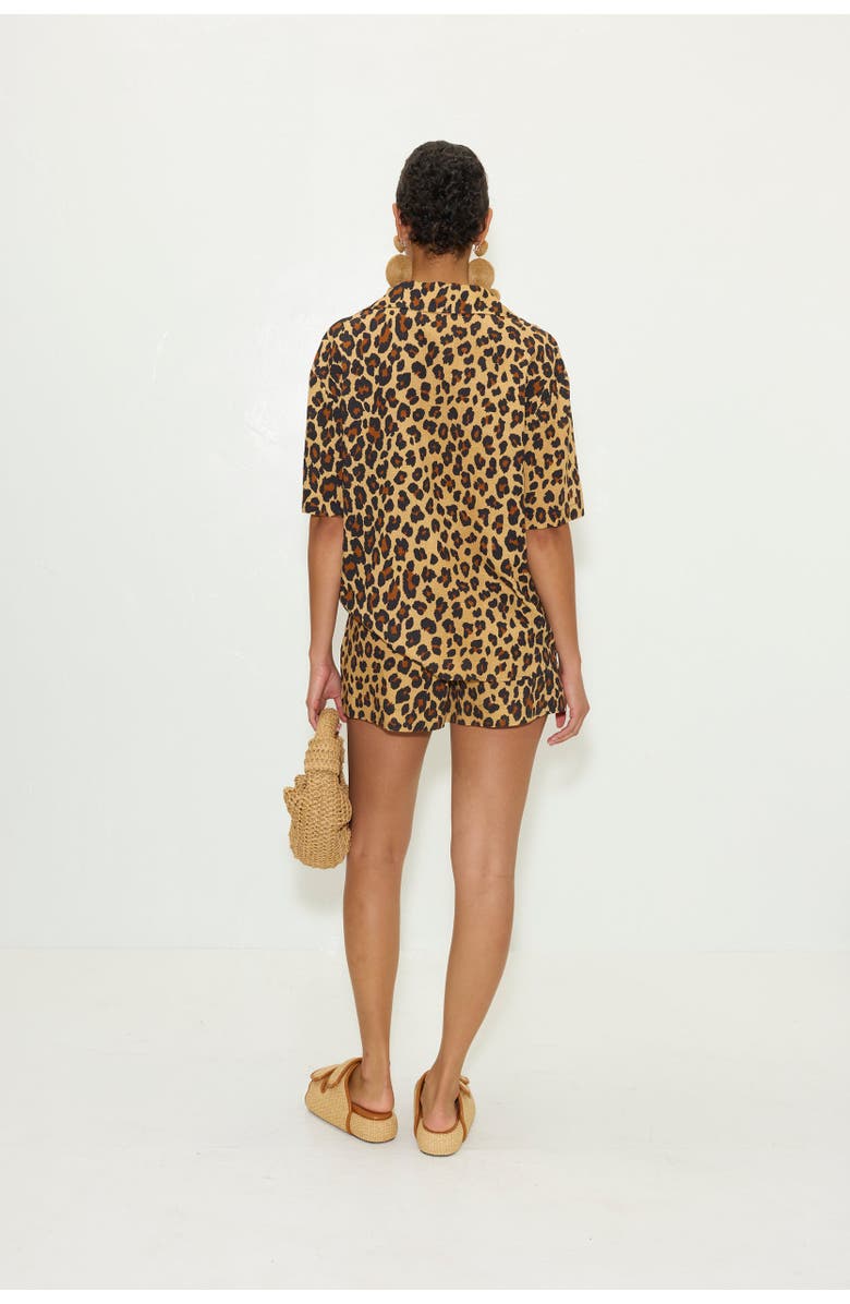 SIMONMILLER Bia Linen Camp Shirt, Alternate, color, Cheetah