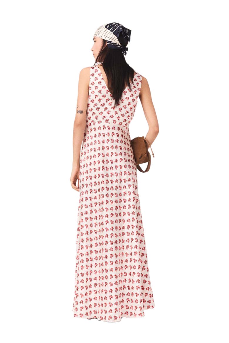 Patterned silk dress, Alternate, color, Red small flowers print