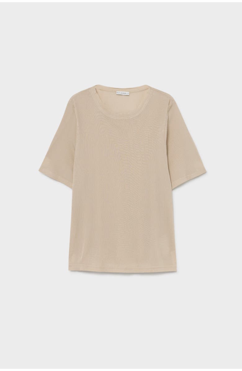 SILK LAUNDRY RIBBED T-SHIRT HAZELNUT, Alternate, color, Hazelnut
