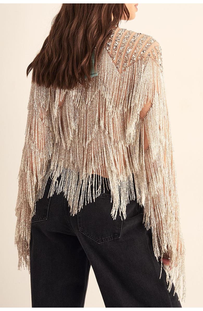 NASTY GAL Embellished Tassel Zig Zag Jacket, Alternate, color, Silver