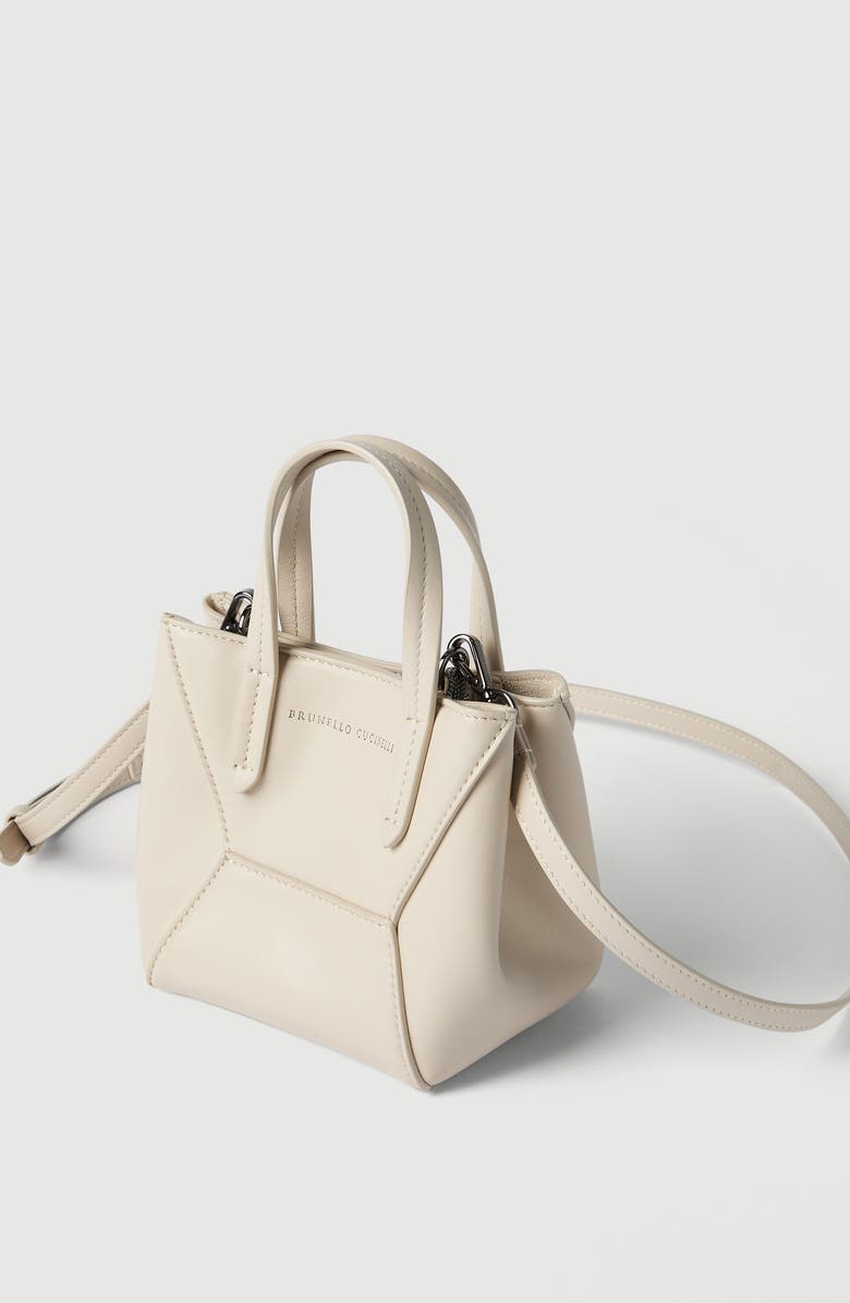 Brunello Cucinelli BC Duo mini bag in calfskin with monili, Alternate, color, Ivory