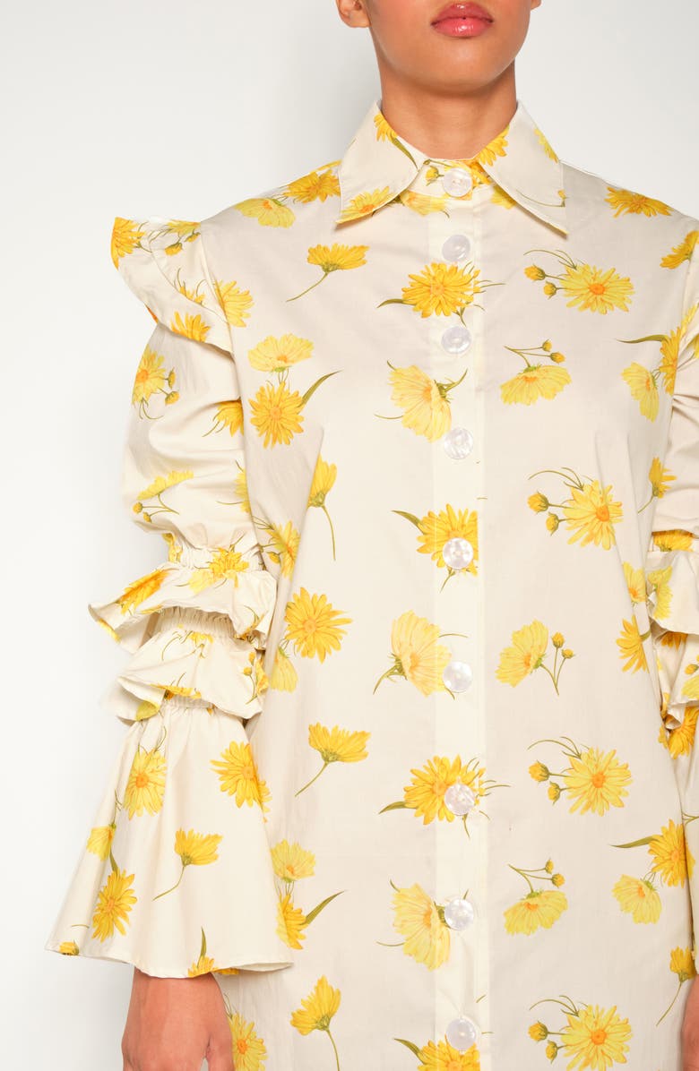 The Lulo Project The Night Owl Floral Long Sleeve Stretch Cotton Shirtdress, Alternate, color, Maxi Daisy