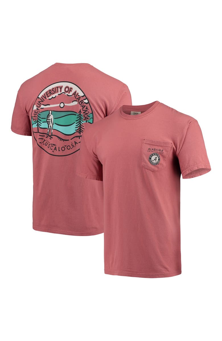 IMAGE ONE Men's Crimson Alabama Crimson Tide Circle Scene Comfort Colors Pocket T-Shirt, Alternate, color, 